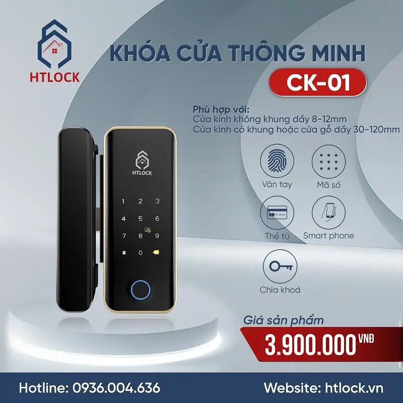 Khóa cửa vân tay thông minh cửa kính CK-01