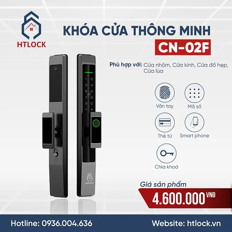 Khóa cửa vân tay thông minh cửa nhôm Xinfa CN-02F